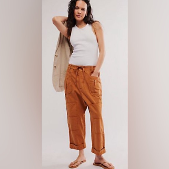 Free People Too True Cuffed Carpenter Trousers sugar almond - Picture 1 of 5